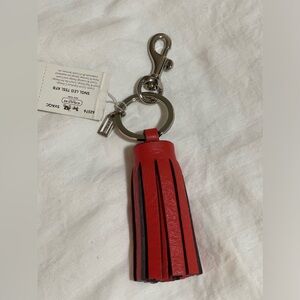 Coach leather tassel key chain
